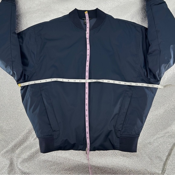Athleta x Simone Biles Navy Blue Full Zip Sateen Bomber Jacket Size Medium - Picture 11 of 14